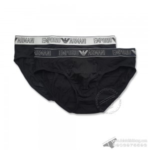 Quần lót nam Emporio Armani Cotton Silver Brief 2-pack Black